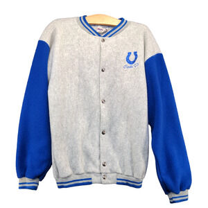 Brandon Sportswear Men's NFL Colts Varsity Jacket Gray Blue XL Vintage Made USA